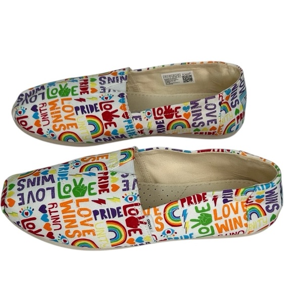 Toms Alpargata Unity Love Wins Pride Rainbow Canvas Shoes Womens SZ 7 Comfort - Picture 12 of 13